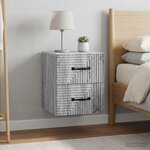 vidaXL Cabinet de chevet mural 2 Pièces Sonoma gris 34 5 x 33 x 40 cm