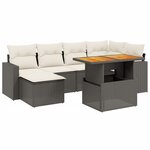 vidaXL Salon de jardin 7 Pièces avec coussins noir résine tressée