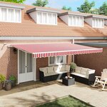 vidaXL Auvent retractable automatique avec LED à rayures rouges et blanches 500 x 300 cm