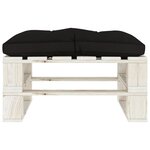 vidaXL Repose-pied palette de jardin avec coussin noir Bois