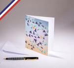Carte double aurore créée et imprimée en france sur papier certifié pefc - oiseaux
