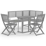 vidaXL Ensemble de bistro 4 Pièces Bois d'acacia solide Gris