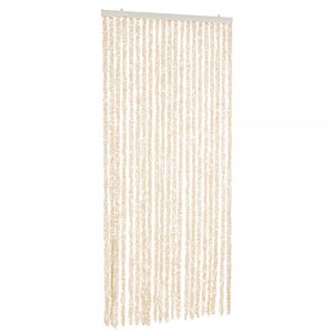 vidaXL Rideau anti-mouches beige et blanc 90x200 cm chenille