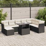 vidaXL Salon de jardin 9 Pièces avec coussins noir résine tressée