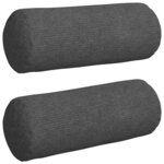 vidaXL Coussins d'accent 2 Pièces Gris foncé Ø 15 x 40 cm