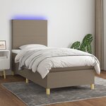 vidaXL Sommier à lattes de lit et matelas et LED Taupe 80x200cm Tissu