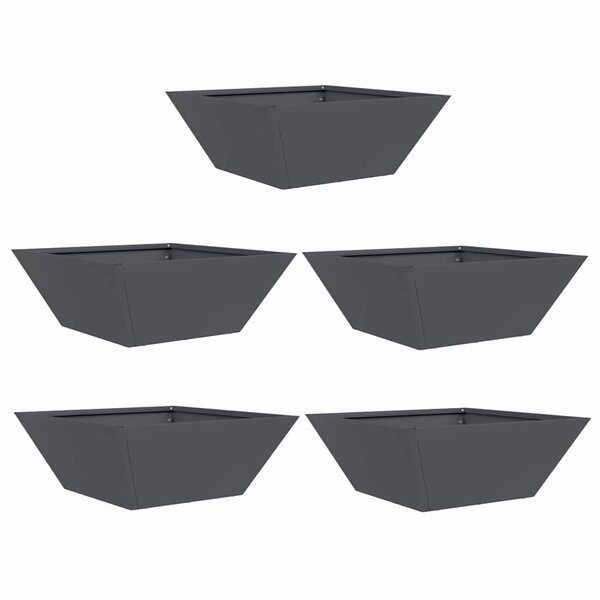vidaXL Ensemble de 5 jardinières de jardin en anthracite 40x40x15 cm en acier.