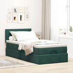 vidaXL Lit ottoman avec matelas et LED Vert foncé 90x200cm velours