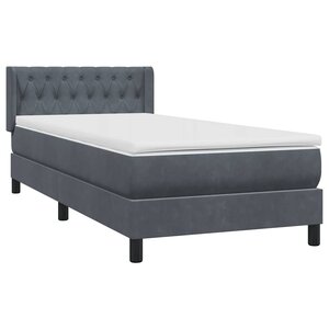 vidaXL Sommier à lattes de lit et matelas gris foncé 90x220 cm velours