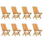 vidaXL Chaises de jardin pliantes lot de 8 47x47x89cm bois massif teck