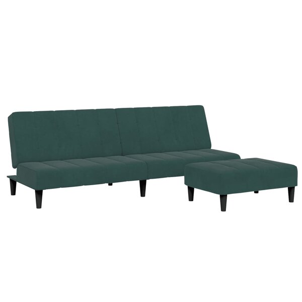 vidaXL Canapé-lit à 2 places avec repose-pied vert foncé velours