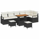 vidaXL Ensemble de canapé de jardin 9 Pièces Noir  Crème 90 x 55 x 71 cm