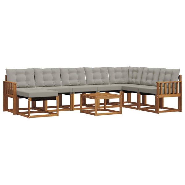 vidaXL Ensemble de canapés d'extérieur 9 Pièces Gris Naturel et Clair
