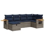 vidaXL Salon de jardin 6 Pièces avec coussins gris résine tressée