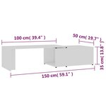 Vidaxl table basse blanc 150x50x35 cm bois d'ingénierie