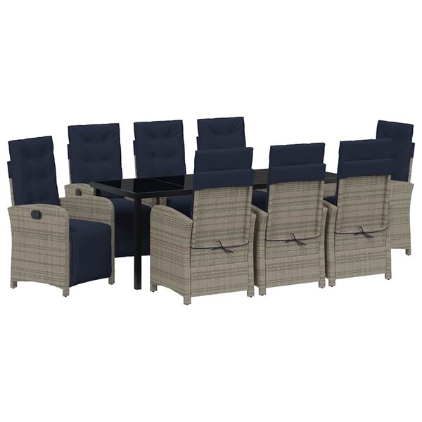 vidaXL Ensemble de salle à manger pour jardin 9 Pièces Gris polyrotin