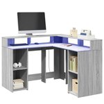 vidaXL Bureau et lumières LED sonoma gris 130x130x91cm bois ingénierie