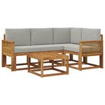 vidaXL Ensemble de canapés d'extérieur 5 pc Naturel et gris clair