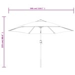 vidaXL Parasol d'extérieur avec LED et mât en acier 300 cm Bordeaux