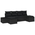 vidaXL Ensemble de canapé de jardin 6 Pièces Noir 184 x 62 x 85 cm