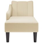 vidaXL Fauteuil long avec accoudoir droit crème tissu
