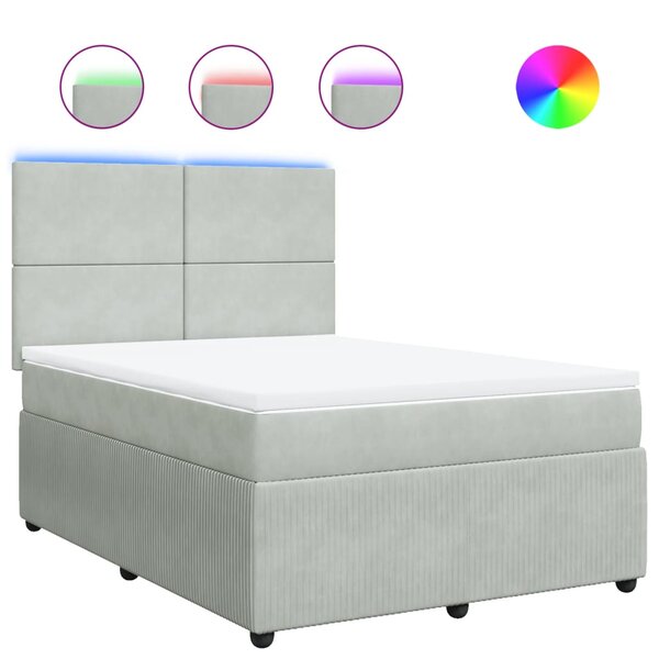 vidaXL Sommier à lattes de lit et matelas Gris clair 160x200cm Velours