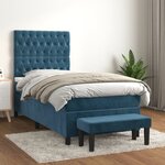 vidaXL Sommier à lattes de lit avec matelas Bleu foncé 90x190 cm