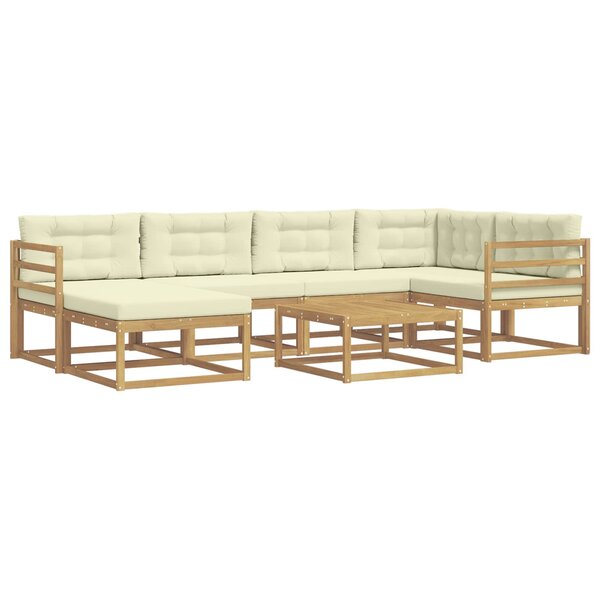 vidaXL Ensemble de canapés d'extérieur 7 Pièces Blanc et crème