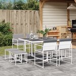 vidaXL Ensemble à manger de jardin avec coussins 9 Pièces blanc textilène
