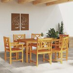 vidaXL Ensemble de salle à manger pour jardin 7 Pièces Marron
