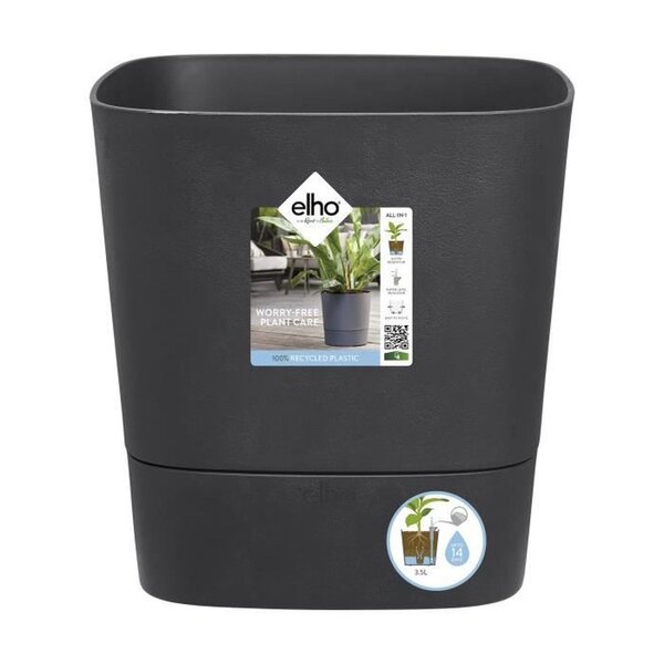 Pot de fleur Carré Greensense Aqua Care Ø 29 5 x hauteur 30 2 cm - 15 L - Gris Charbon