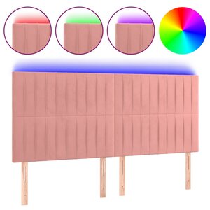 vidaXL Tête de lit à LED Rose 200x5x118/128 cm Velours
