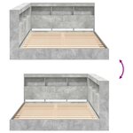 vidaXL Lit Bibliothèque Gris béton 160 x 200 cm Bois d'ingénierie