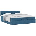vidaXL Cadre de lit ottoman avec matelas bleu foncé 200x200 cm velours