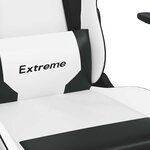 vidaXL Chaise de jeu de massage avec repose-pied Blanc noir Similicuir