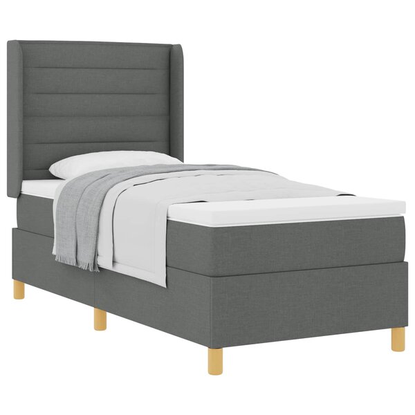 vidaXL Lit à ressorts avec matelas Gris foncé 100 x 200 cm tissu