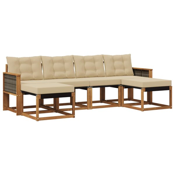 vidaXL Ensemble de canapés d'extérieur 6 pc Naturel et Beige