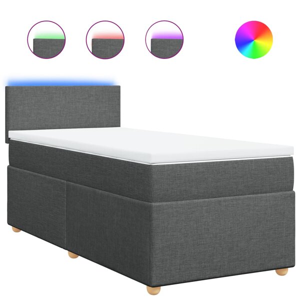 vidaXL Sommier à lattes de lit avec matelas Gris foncé 90x200 cm Tissu