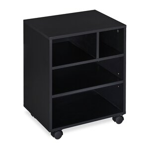 Caisson à roulettes mobile bureau rangement pratique 60 x 40 x 40 cm en bois noir 13_0009887