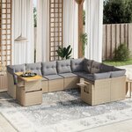 vidaXL Salon de jardin avec coussins 10 Pièces beige résine tressée