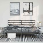 vidaXL Cadre de lit métal sans matelas avec pied de lit noir 183x213cm