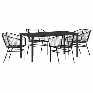 vidaXL Ensemble de salle à manger pour jardin 5 Pièces Noir polyrotin