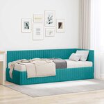 vidaXL Cadre de lit d'angle avec matelas 2 Pièces Turquoise Velours