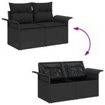 vidaXL Ensemble de canapé de jardin 7 Pièces Noir 55 x 55 x 37 cm