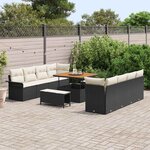 vidaXL Ensemble de canapé de jardin 11 Pièces Noir polyrotin