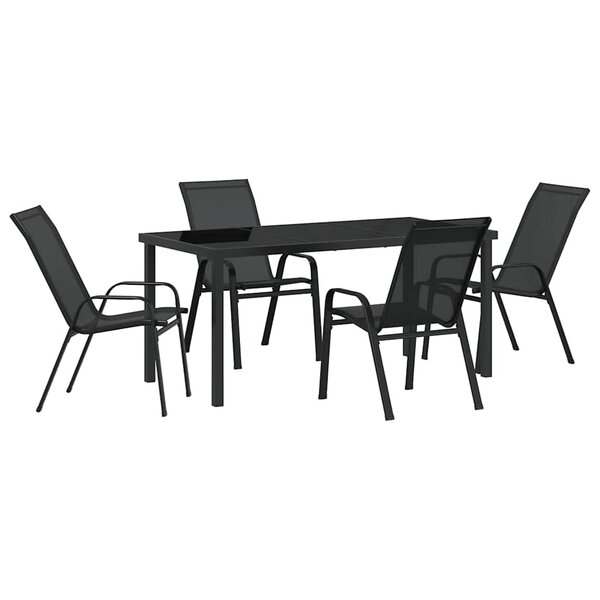vidaXL Ensemble de salle à manger pour jardin 5 Pièces Noir