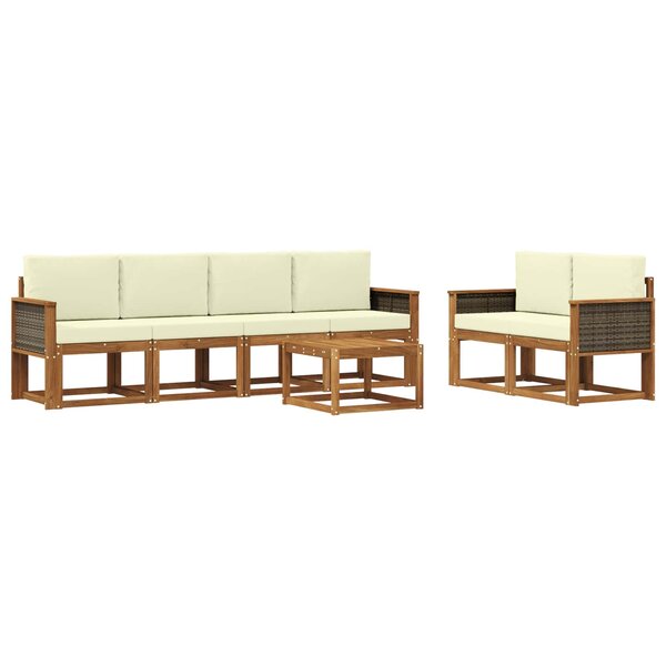 vidaXL Ensemble de canapés d'extérieur 6 pc Naturel et Crème