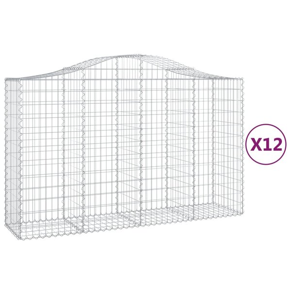 vidaXL Paniers à gabions arqués 12 Pièces 200x50x120/140 cm Fer galvanisé