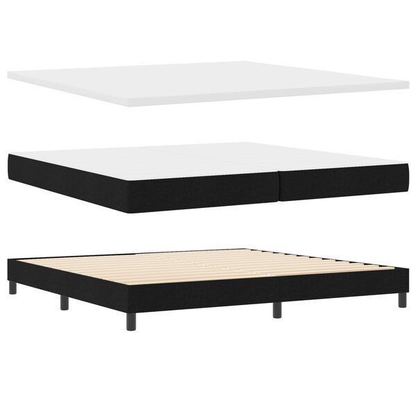 vidaXL Lit Box Spring Noir de avec Matelas  200x200 cm  Tissu