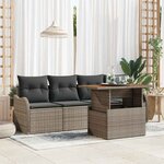vidaXL Ensemble de canapé de jardin 5 Pièces Gris Poly rotin